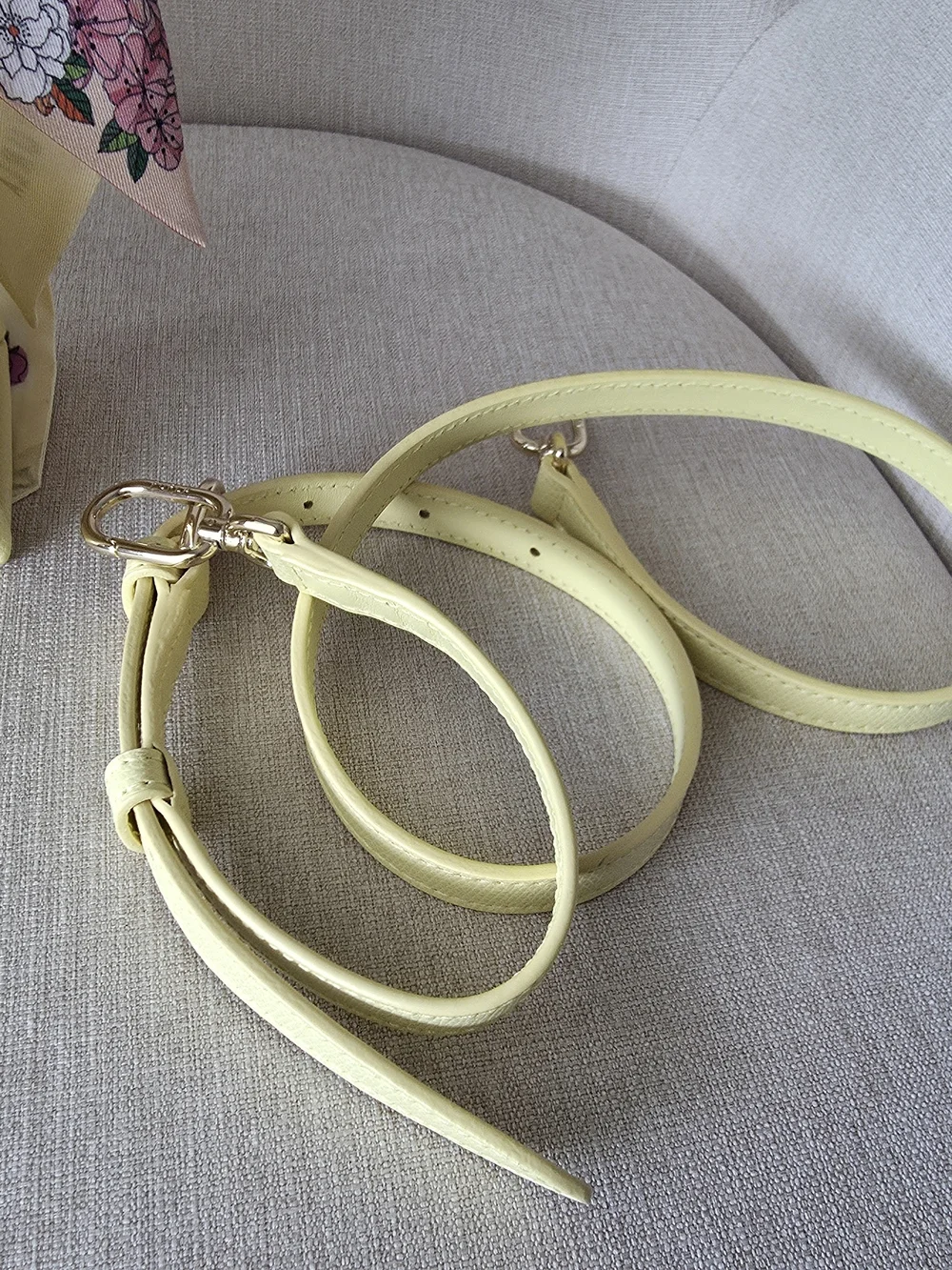 Furla Yellow Leather Top-Handle Bag with 2 Silk Twills & Charm